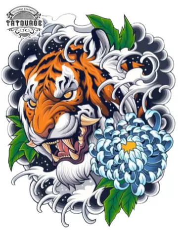Tatouage éphémère japonais tigre