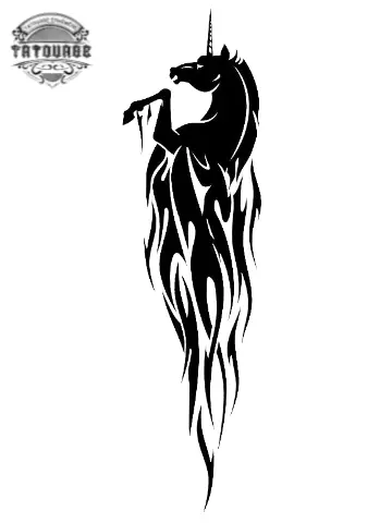 tatouage ephemere licorne tribal Tatouage éphémère licorne tribal