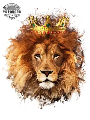 tatouage ephemere lion avec couronne Tatouage éphémère lion avec couronne