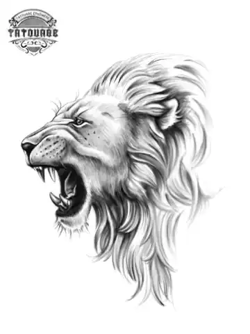 tatouage ephemere lion bouche ouverte Tatouage éphémère lion bouche ouverte