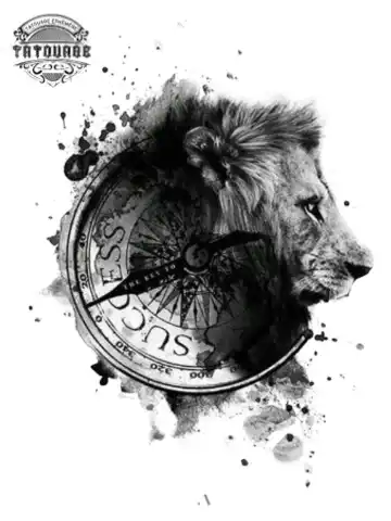 tatouage ephemere lion boussole Tatouage éphémère lion boussole