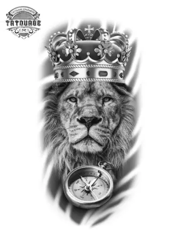 tatouage ephemere lion boussole Tatouage éphémère lion boussole
