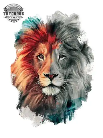 tatouage ephemere lion couleur Tatouage éphémère lion couleur