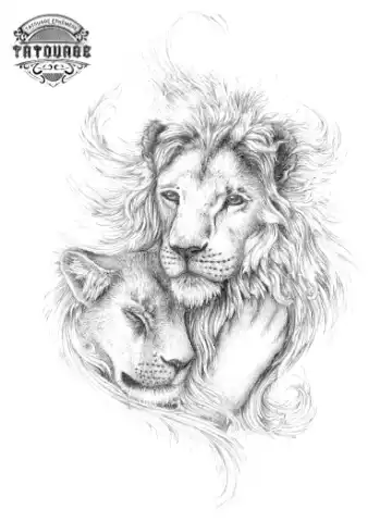 tatouage ephemere lion couple Tatouage éphémère lion couple