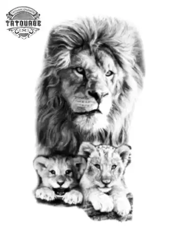 tatouage ephemere lion et lionceau Tatouage éphémère lion et lionceau