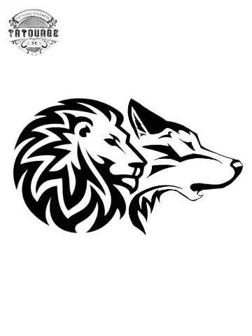 tatouage ephemere lion et loup Tatouage éphémère lion et loup
