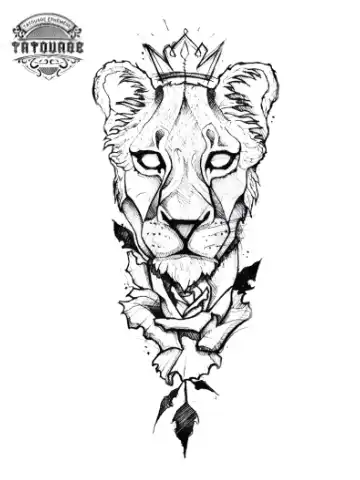 tatouage ephemere lion et rose Tatouage éphémère lion et rose