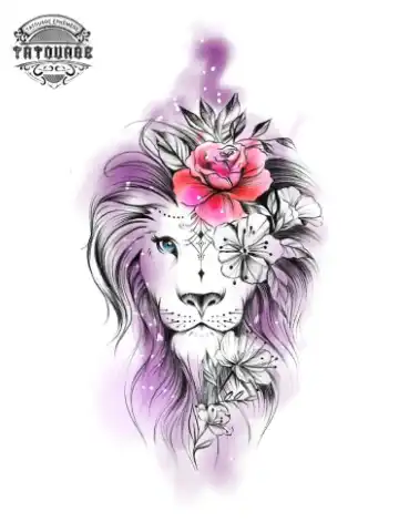 tatouage ephemere lion femme Tatouage éphémère lion femme