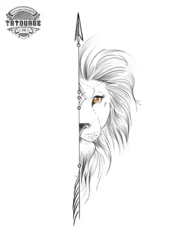 tatouage ephemere lion fleche Tatouage éphémère lion flèche
