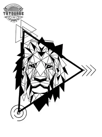 tatouage ephemere lion geometrique femme Tatouage éphémère lion géométrique femme