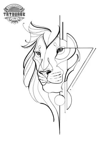 tatouage ephemere lion geometrique Tatouage éphémère lion géométrique