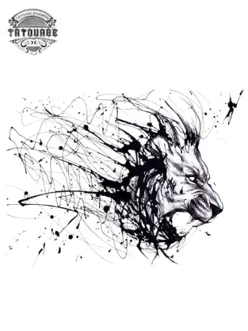 tatouage ephemere lion graphique Tatouage éphémère lion graphique
