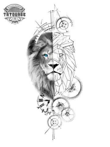 tatouage ephemere lion horloge Tatouage éphémère lion horloge