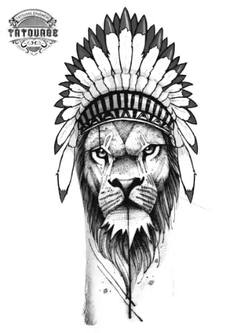 tatouage ephemere lion indien Tatouage éphémère lion indien