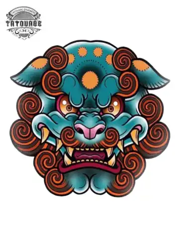 tatouage ephemere lion japonais Tatouage éphémère lion japonais