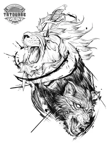 tatouage ephemere lion loup Tatouage éphémère lion loup
