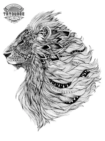 tatouage ephemere lion mandala Tatouage éphémère lion mandala