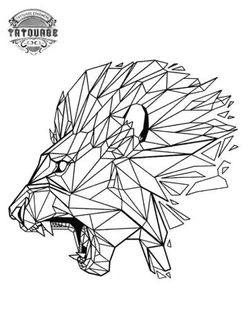 tatouage ephemere lion origami Tatouage éphémère lion origami