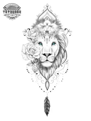 tatouage ephemere lion ornemental Tatouage éphémère lion ornemental