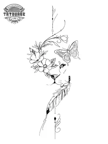 tatouage ephemere lion plume Tatouage éphémère lion plume