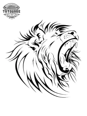 tatouage ephemere lion qui rugit Tatouage éphémère lion qui rugit