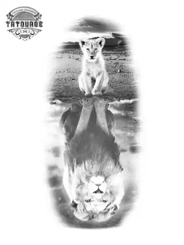 tatouage ephemere lion reflet Tatouage éphémère lion reflet
