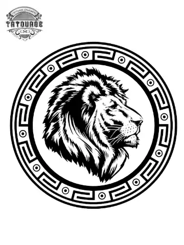 tatouage ephemere lion rond Tatouage éphémère lion rond