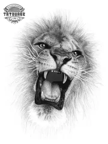 tatouage ephemere lion rugissant Tatouage éphémère lion rugissant