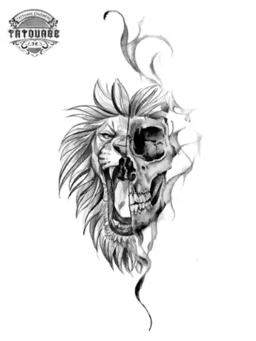 tatouage ephemere lion tete de mort Tatouage éphémère lion tête de mort