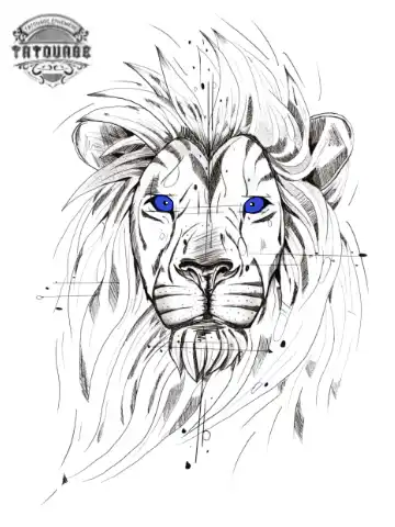 tatouage ephemere lion yeux bleu Tatouage éphémère lion yeux bleu
