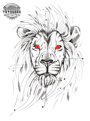 tatouage ephemere lion yeux rouge Tatouage éphémère lion yeux rouge