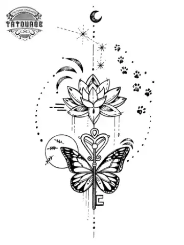 tatouage ephemere lotus papillon Tatouage éphémère lotus papillon