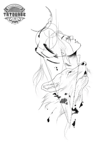 tatouage ephemere loup 2 visage Tatouage éphémère loup 2 visage