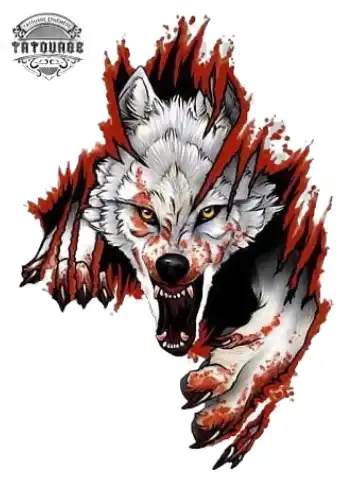 tatouage ephemere loup agressif Tatouage éphémère loup agressif