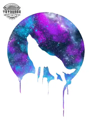tatouage ephemere loup au clair de lune Tatouage éphémère loup au clair de lune