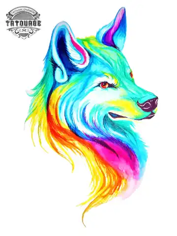 tatouage ephemere loup couleur Tatouage éphémère loup couleur