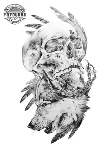 tatouage ephemere loup crane Tatouage éphémère loup crane