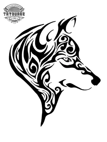 tatouage ephemere loup de profil Tatouage éphémère loup de profil