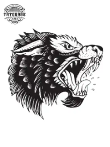 Tatouage éphémère loup enragé