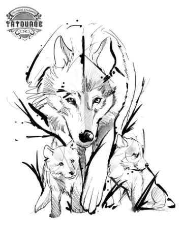 tatouage ephemere loup et louve Tatouage éphémère loup et louve