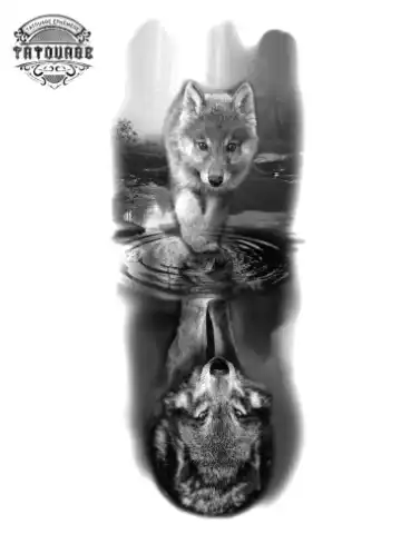 tatouage ephemere loup et louveteau Tatouage éphémère loup et louveteau
