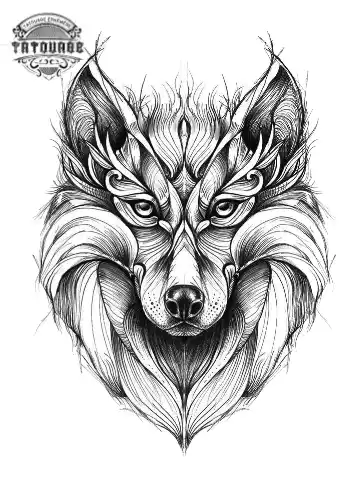 Tatouage éphémère loup femme