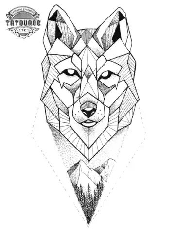 tatouage ephemere loup geometrique Tatouage éphémère loup géométrique