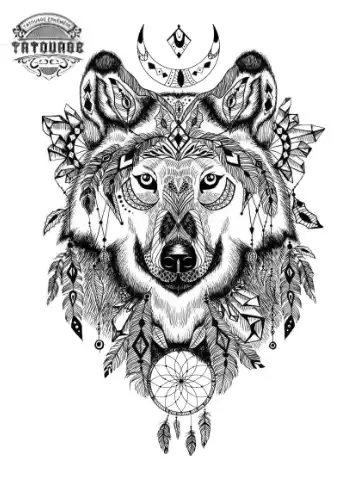 tatouage ephemere loup indien Tatouage éphémère loup indien
