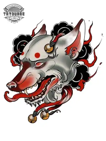 Tatouage éphémère loup japonais