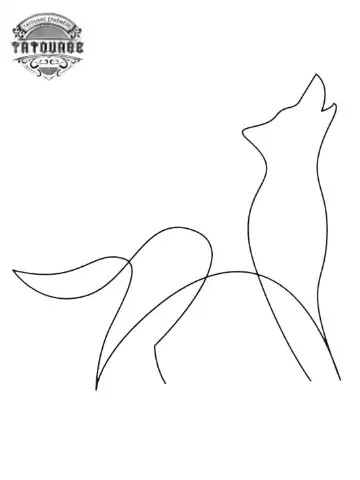 Tatouage éphémère loup ligne