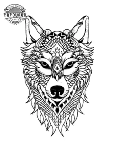 Tatouage éphémère loup mandala femme