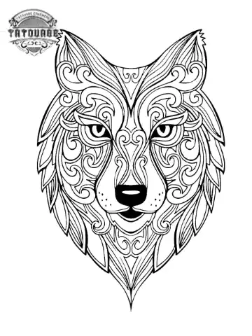 tatouage ephemere loup mandala homme Tatouage éphémère loup mandala homme