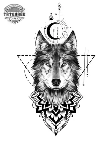tatouage ephemere loup mandala Tatouage éphémère loup mandala