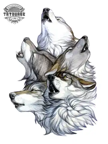 Tatouage éphémère loup meute